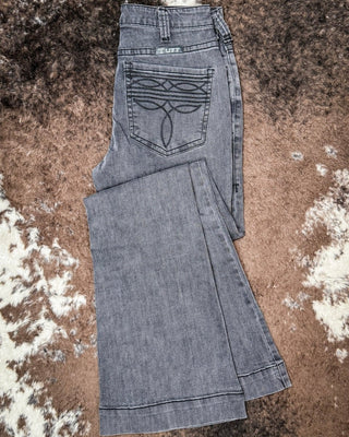 Gray Bootstitch High - Waisted Trouser Jeans by Cowgirl Tuff – Apparel from Bronco Western Supply Co.