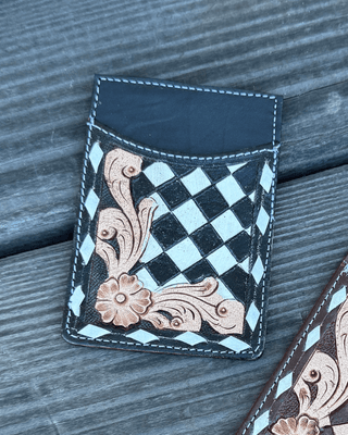 Hadley Checkered Leather Card Holder in Black by Countryside Co. – Purses & Wallets from Bronco Western Supply Co.