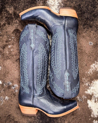 Harper Black Star Leather Boots - Sapphire – Women's Shoes from Bronco Western Supply Co.