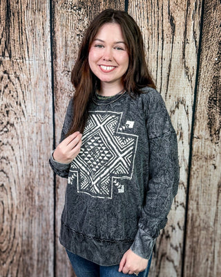 Haven Cross Mineral Wash Lightweight Sweatshirt in Charcoal – Apparel from Bronco Western Supply Co.