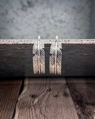 Hawk Feather Semi Hoop Fashion Earrings – Jewelry from Bronco Western Supply Co.