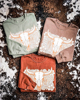 Tooled Desert Western Pullover