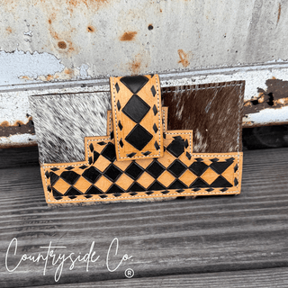 High Plains Checkered Leather and Hide Wallet in Black by Countryside Co. – Purses & Wallets from Bronco Western Supply Co.