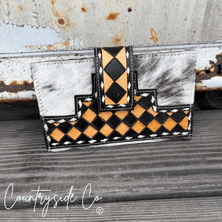 High Plains Checkered Leather and Hide Wallet in Brown by Countryside Co. – Purses & Wallets from Bronco Western Supply Co.