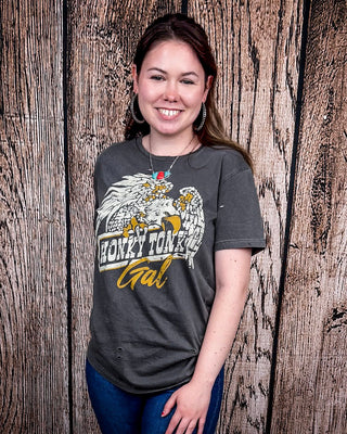 Honky Tonk Eagle Distressed Graphic Tee - Faded Black – Apparel from Bronco Western Supply Co.