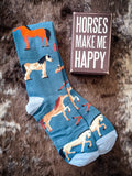 Horses Make Me Happy Box Sign And Sock Set - Women's Boots - Primitives by Kathy - Bronco Western Supply Co.