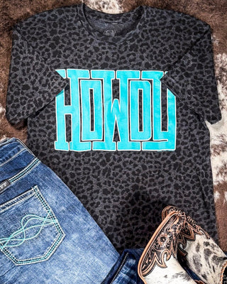 Howdy Block Graphic Tee - Black Leopard - Western Tee -Bronco Western Supply Co. 