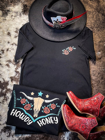 Howdy Honey Tee - Black - Apparel - Bronco Western Supply Co. - Bronco Western Supply Co.