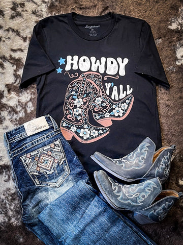 Howdy Y'all Tee - Black - Apparel - Bronco Western Supply Co. - Bronco Western Supply Co.