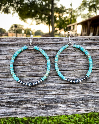 Rowan Variscite Hoop Earrings with Sterling Pearls