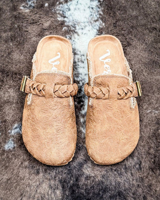 Iris Tooled Slip on Mule in Tan by Very G – Women's Shoes from Bronco Western Supply Co.