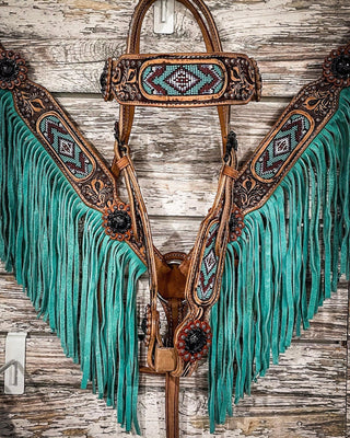 Isabella Brow Headstall and Breastcollar Set – Headstalls & Accessories from Bronco Western Supply Co.