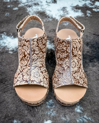 Isabella Tooled Wedge in Tan by Very G – Women's Shoes from Bronco Western Supply Co.