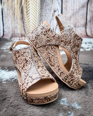 Isabella Tooled Wedge in Tan by Very G – Women's Shoes from Bronco Western Supply Co.