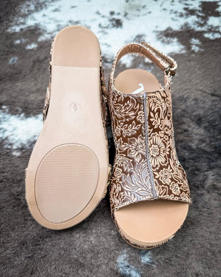 Isabella Tooled Wedge in Tan by Very G – Women's Shoes from Bronco Western Supply Co.