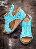 Isabella Tooled Wedges in Turquoise by Very G - Women's Shoe - Very G - Bronco Western Supply Co.