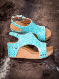 Isabella Tooled Wedges in Turquoise by Very G - Women's Shoe - Very G - Bronco Western Supply Co.