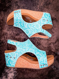 Isabella Tooled Wedges in Turquoise by Very G - Women's Shoe - Very G - Bronco Western Supply Co.