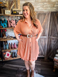 Isla Ruffle Shirt Dress - Apricot - Women - Bronco Western Supply Co. - Bronco Western Supply Co.