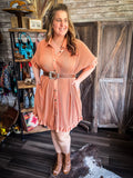 Isla Ruffle Shirt Dress - Apricot - Women - Bronco Western Supply Co. - Bronco Western Supply Co.