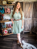 Isla Ruffle Shirt Dress - Sage - Women - Bronco Western Supply Co. - Bronco Western Supply Co.