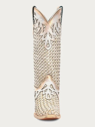 Ivory Lattice Glitter Snip Toe Boots in White by Corral Boots – Women's Boots from Bronco Western Supply Co.