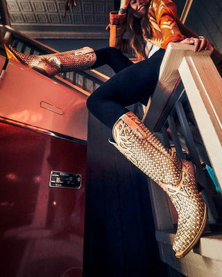 Ivory Lattice Glitter Snip Toe Boots in White by Corral Boots – Women's Boots from Bronco Western Supply Co.