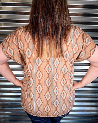 Josie Khaki Aztec Dolman Short Sleeve Button Down Top – Apparel from Bronco Western Supply Co.