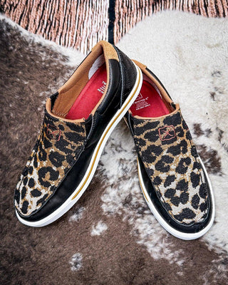 Kaia Twisted X Slip - On Kicks - Black and Cheetah – Women's Shoes from Bronco Western Supply Co.