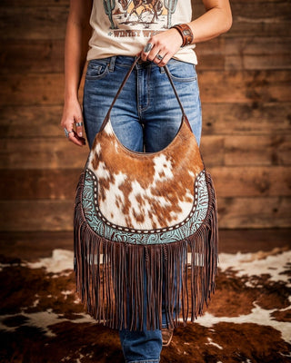 Lasso Lane Hair-On Hide Fringe Bag in Tan by Myra Bag – Purses & Wallets from Bronco Western Supply Co.