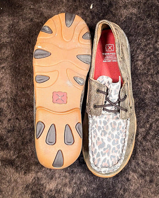 Leah Twisted X Boat Shoe Driving Moc - Distressed & Leopard – Women's Shoes from Bronco Western Supply Co.
