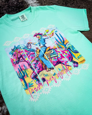 Leave Her Wild Cowgirl Graphic Tee – Apparel from Bronco Western Supply Co.