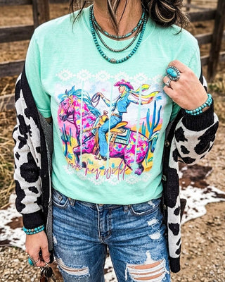 Leave Her Wild Cowgirl Graphic Tee – Apparel from Bronco Western Supply Co.