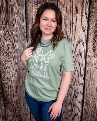 Legacy Rider Graphic Tee - Sage – Shirts & Tops from Bronco Western Supply Co.