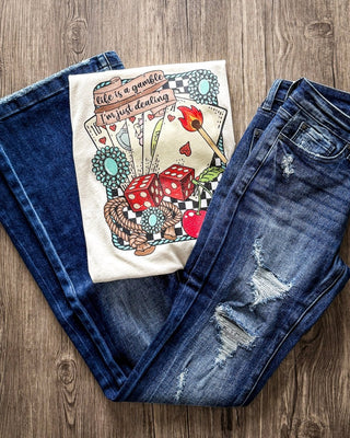 Life is A Gamble Graphic Tee in Natural – Apparel from Bronco Western Supply Co.