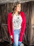 Lola Cardigan - Magenta Red - Apparel - Bronco Western Supply Co. - Bronco Western Supply Co.