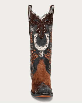 Lucky Bramble Horseshoe Snip Toe Boots in Brown by Corral Boots – Women's Boots from Bronco Western Supply Co.