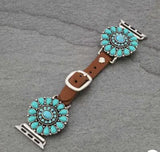 Maisie Western Style Apple Watch Turquoise and Leather Bands - Accessories - Bronco Western Supply Jewelry - Bronco Western Supply Co.