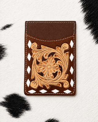Maren Tooled Leather Card Holder in Brown by Countryside Co. – Purses & Wallets from Bronco Western Supply Co.