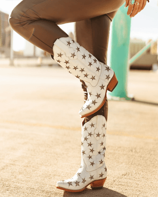 Marfa Black Star Leather Boots - Ice and Silver – Women's Shoes from Bronco Western Supply Co.