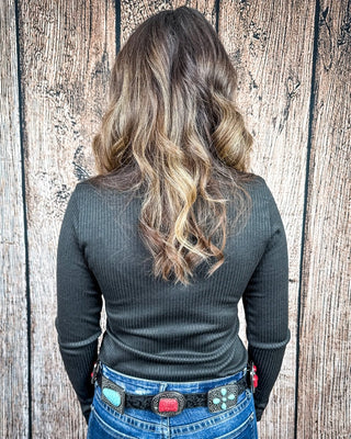 Marin Ribbed Round Hem Top in Black by Lucky and Blessed – Shirts & Tops from Bronco Western Supply Co.