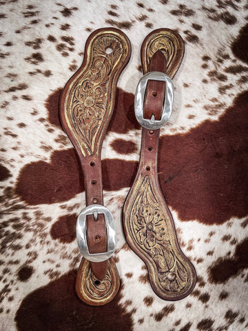 Martin Saddlery Alpine Chocolate Skirting Spur Strap With Gold Wash - Spurs - Martin Saddlery - Bronco Western Supply Co.