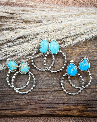 Matrix Drop Turquoise Beaded Hoop Earrings – Jewelry from Bronco Western Supply Co.