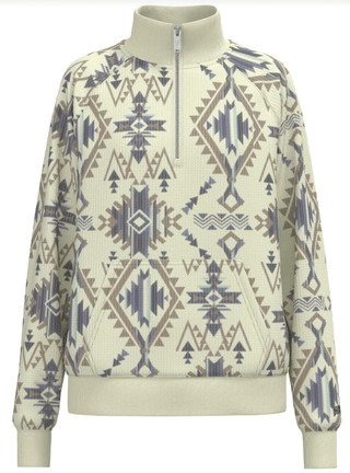 Mesa Quarter Zip Pullover in Cream and Navy by Hooey – Apparel from Bronco Western Supply Co.