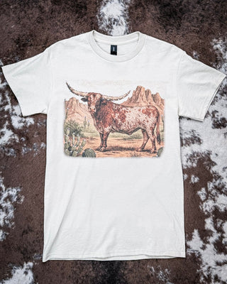 Mesa Ridge Rhinestone Longhorn Tee in Tan – Apparel from Bronco Western Supply Co.