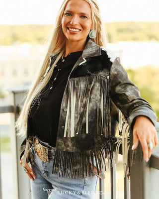 Midnight Rider Black Vintage Leather Fringe Jacket - Apparel - Lucky & Blessed - Bronco Western Supply Co.