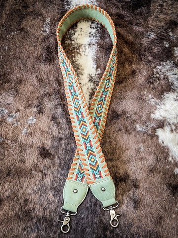 Montana West Western Guitar Style Embroidered Aztec Crossbody Strap - Green - Accessories - Montana West - Bronco Western Supply Co.