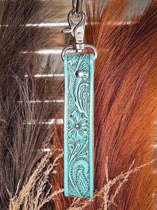 Myra Bag - Blooming Meadows Key Fob in Turquoise – Accessories from Bronco Western Supply Co.