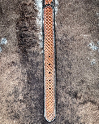 Myra Bag - Checkered Brown Hand - Tooled Leather Belt – Apparel from Bronco Western Supply Co.