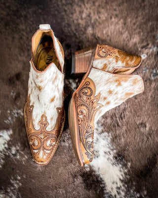 Myra Bag - Horse Jane Hand - Tooled & Hair On Bootie - Women's Shoes - Myra Bag - Bronco Western Supply Co.